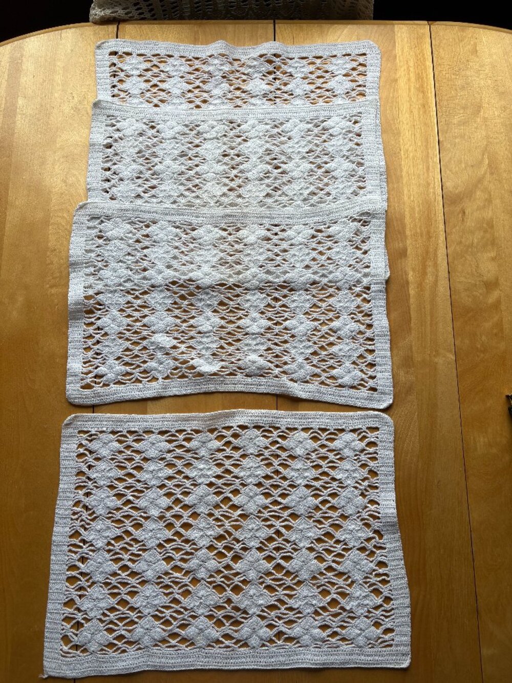 Set of 4 Vintage Hand Crocheted Placemats